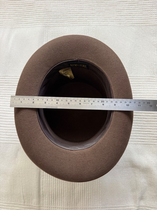 Vintage Brown 100% Wool Top Hat New York Hat Co. With Bow Steam Punk Large 7 1/4 main image 6
